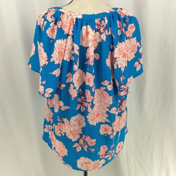 NWOT Studio B by Bobeau Top Womens Size XL Floral V-Neck Short Sleeve Flowy - Picture 3 of 7